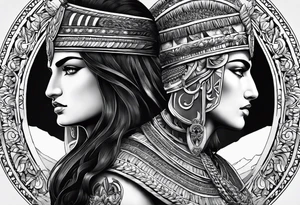 Alexander the Great & Cleopatra back to back just the head tattoo idea