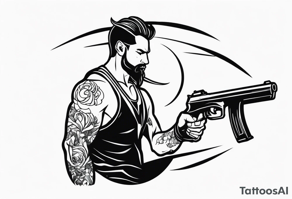 capricorn man with gun tattoo idea