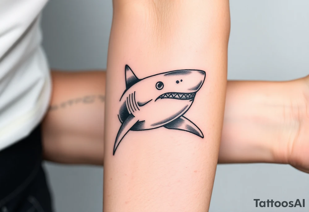 powerful  small great white shark moving forward tattoo tattoo idea