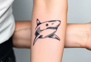 powerful  small great white shark moving forward tattoo tattoo idea