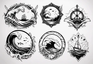 modern tattoo of the ocean that represents strength, love and unity tattoo idea