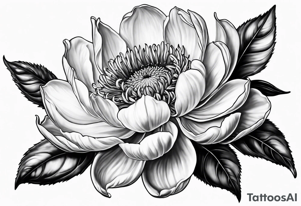 Floral design with a lilac magnolia Azalea Lisanthus sunflower tattoo idea