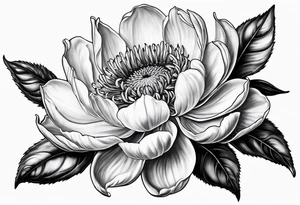 Floral design with a  lilac magnolia Azalea Lisanthus sunflower tattoo idea