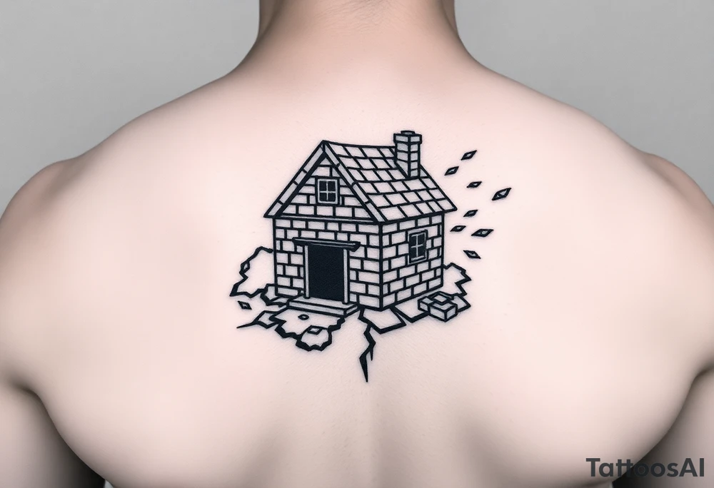 Brick house being blown off 3 little piggy's by a big bad wolf tattoo idea
