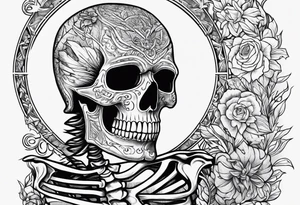 Skeleton with words engraved tattoo idea