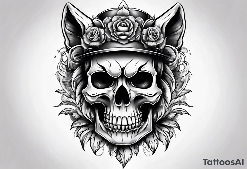 Skull with wolf tattoo idea