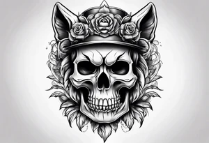 Skull with wolf tattoo idea