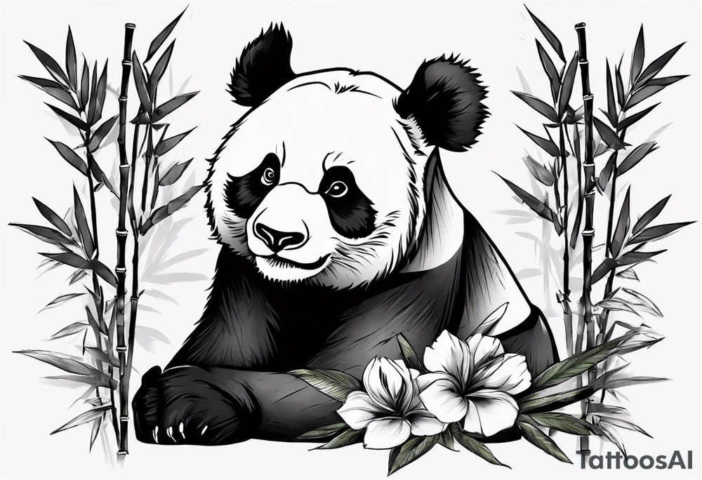 Panda with bamboo tattoo idea