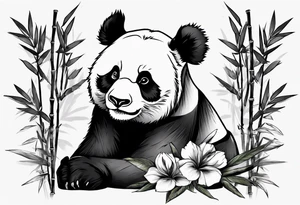 Panda with bamboo tattoo idea