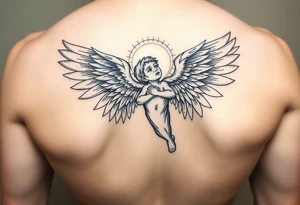 Angel son looking down from heaven tattoo idea