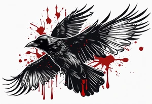dead raven spreading wings and dripped in blood tattoo idea