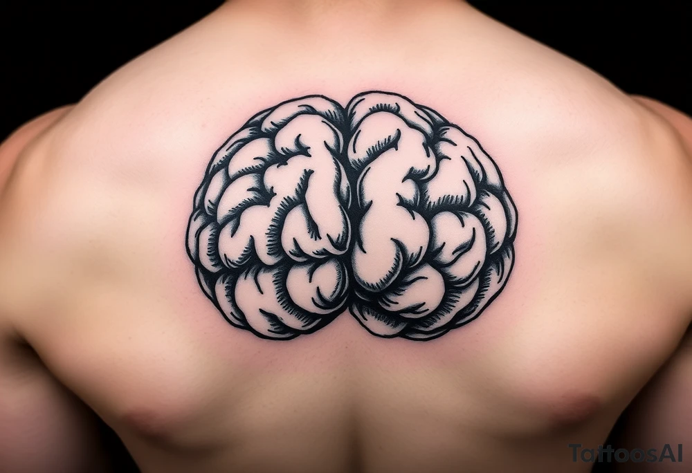 A walnut, open so that it looks like a brain but is obviously a walnut tattoo idea