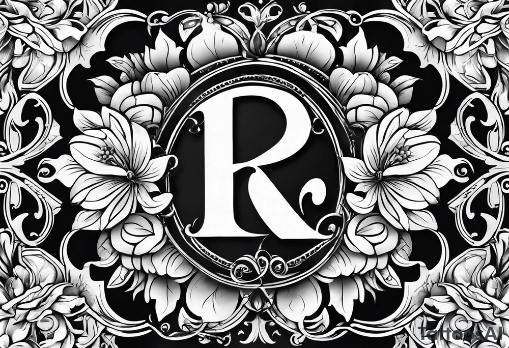 Initials R, E and J incorporated into a flower tattoo design tattoo idea Initials R, E and J incorporated into a flower tattoo design tattoo idea