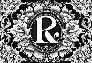 Initials R, E and J incorporated into a flower tattoo design tattoo idea