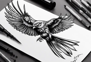 highly detailed bird, Lynyrd Skynyrd 
flying from birdcage tattoo idea