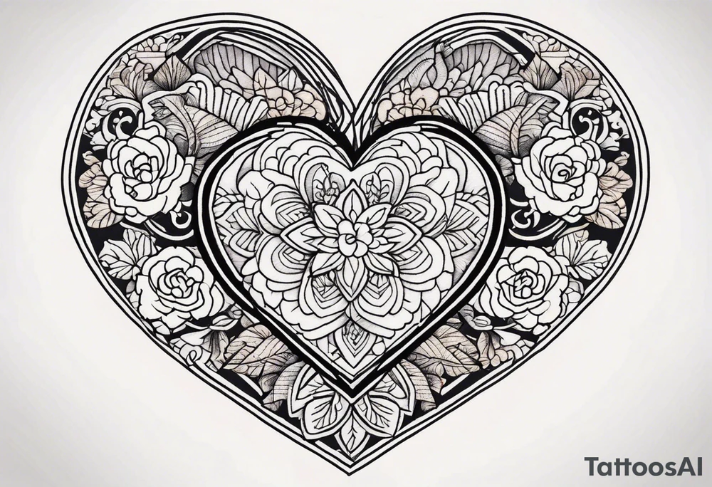 Embroidery heart tattoo idea