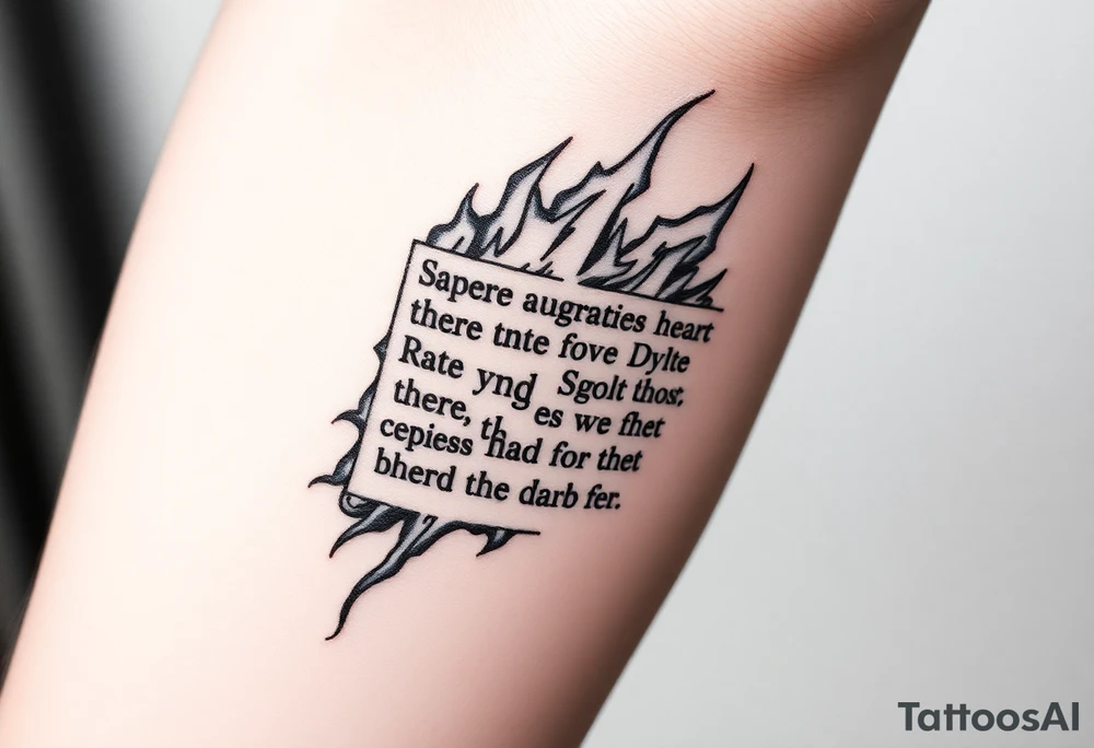 Burning note of a bible scripture tattoo idea