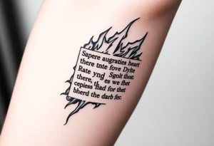 Burning note of a bible scripture tattoo idea