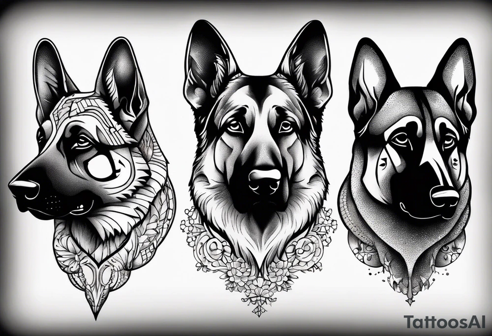 German shepherd profile tattoo idea