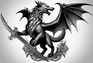 Valhalla sword dragon wolf tattoo idea