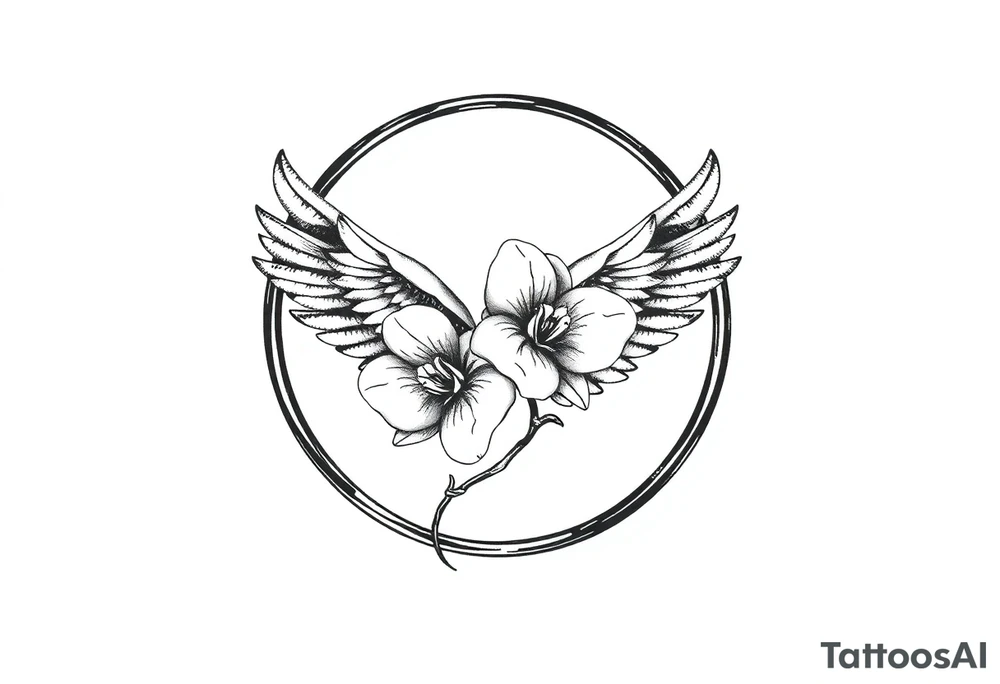 infinity loop with wings inside and an orchid tattoo idea