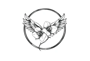 infinity loop with wings inside and an orchid tattoo idea