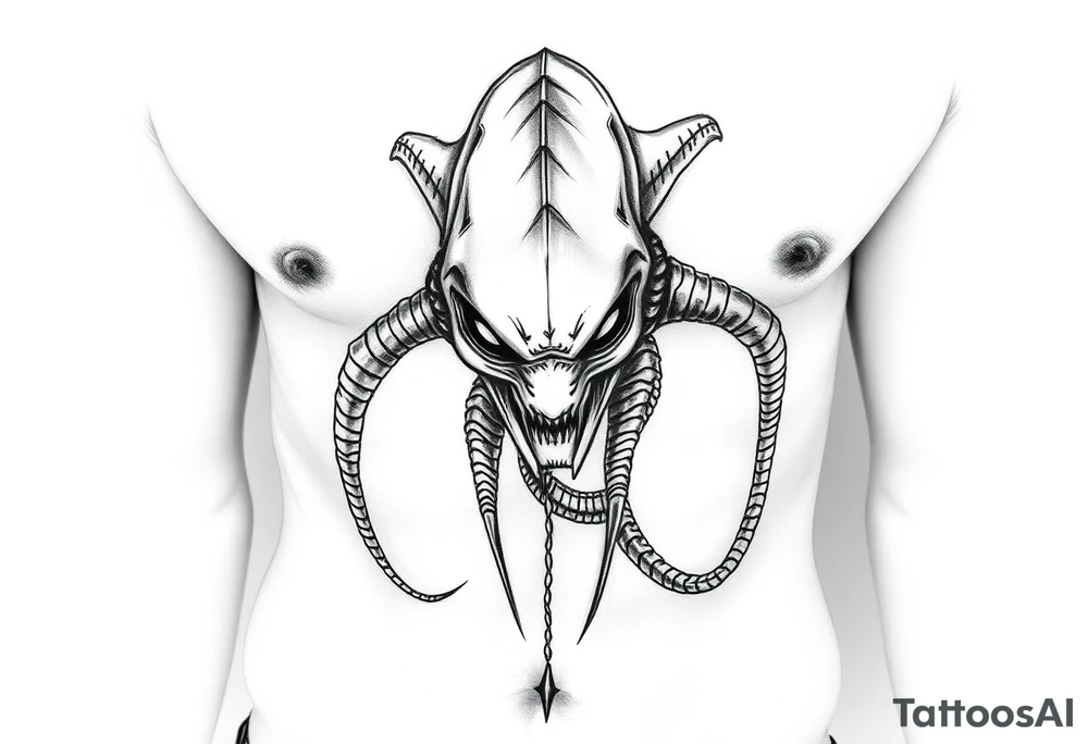 Alien on stomach tattoo idea