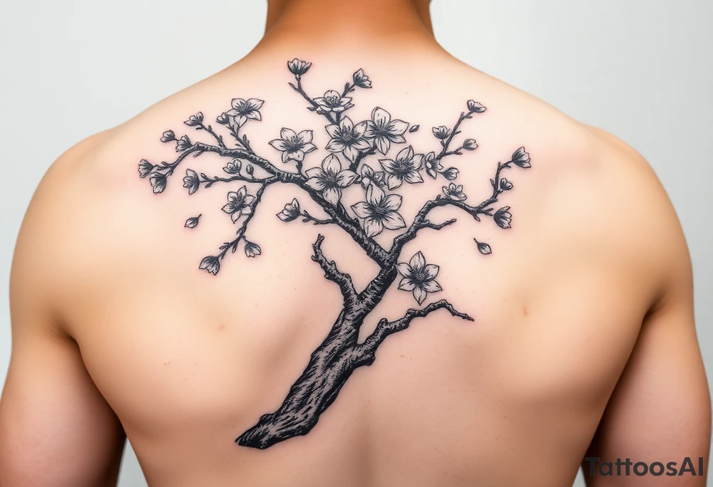 Japanese cherry blossom tree tattoo idea