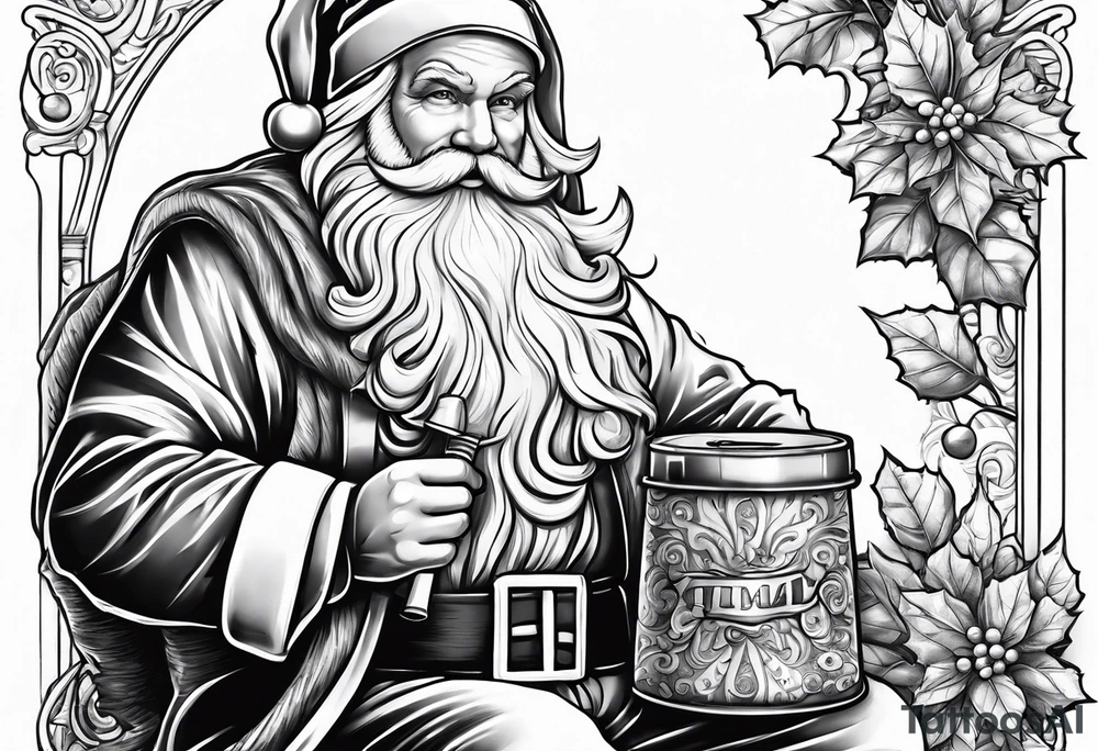 Santa Holding a Candy Can tattoo idea