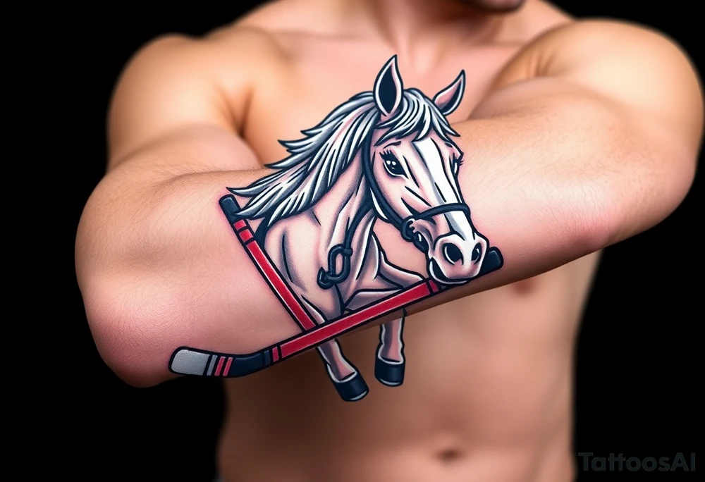 Horse with hockey sticks tattoo idea
