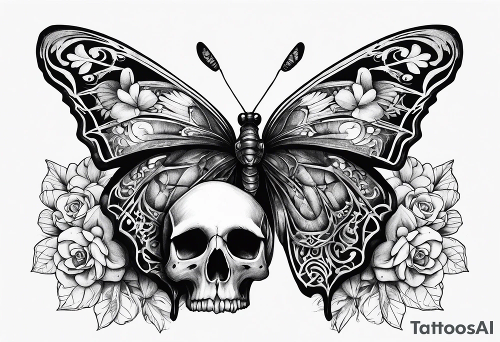 reincarnation, butterfly, skull tattoo idea