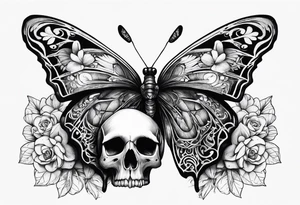 reincarnation, butterfly, skull tattoo idea