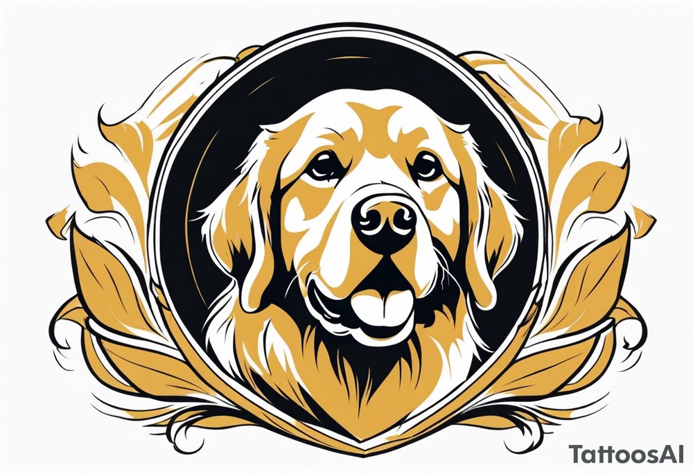a golden retriever in jujitsu tattoo idea
