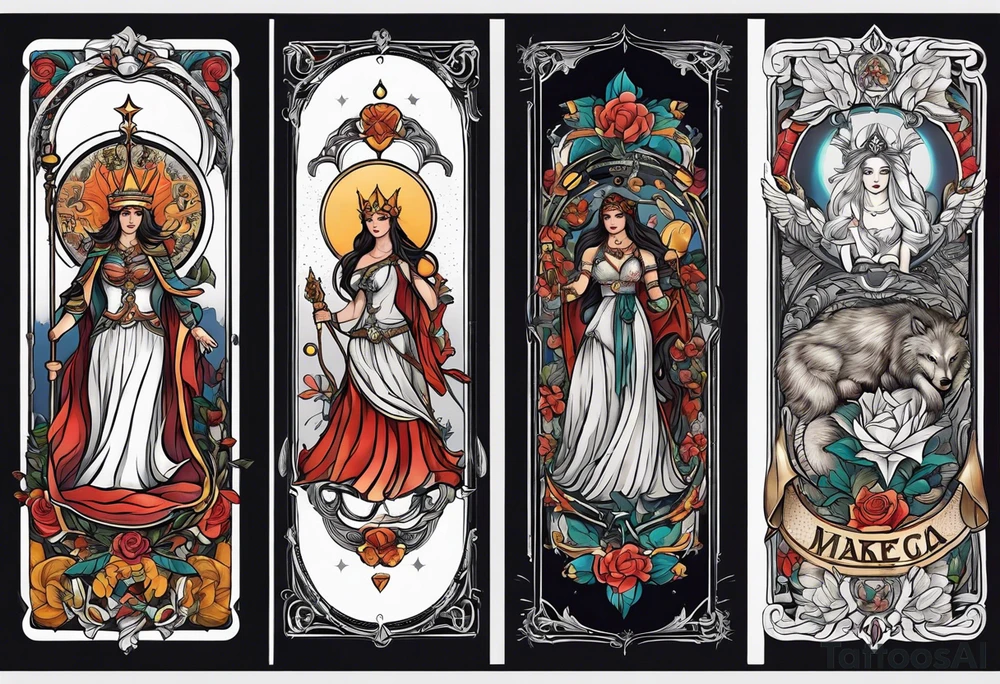 The idea of strength in a tarot card design tattoo idea