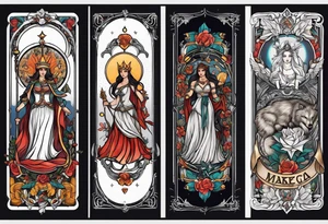The idea of strength in a tarot card design tattoo idea