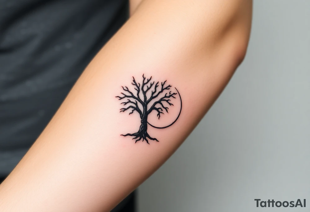 Tree inside of a spiral fibernaci moving sun tattoo idea