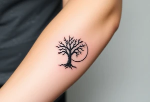 Tree inside of a spiral fibernaci moving sun tattoo idea
