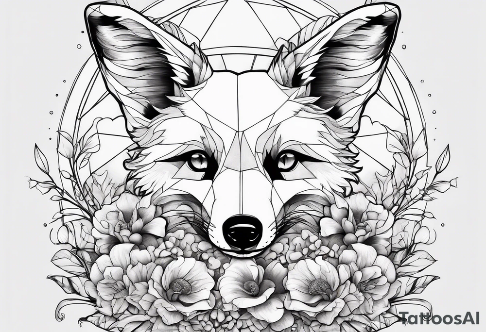 Dear fox skeleton with mushrooms growing out of it tattoo idea