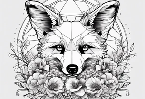 Dear fox skeleton with mushrooms growing out of it tattoo idea