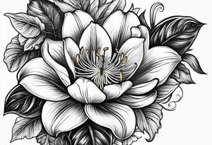 Vintage gear with one lily flower. tattoo idea