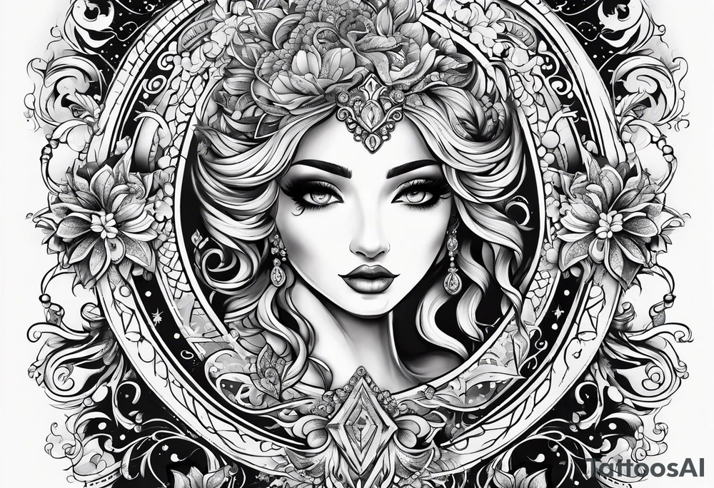 Books with sparkles and swirls tattoo idea