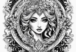 Books with sparkles and swirls tattoo idea