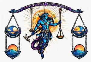 male scorpio, female Sagittarius, libra scales tattoo idea