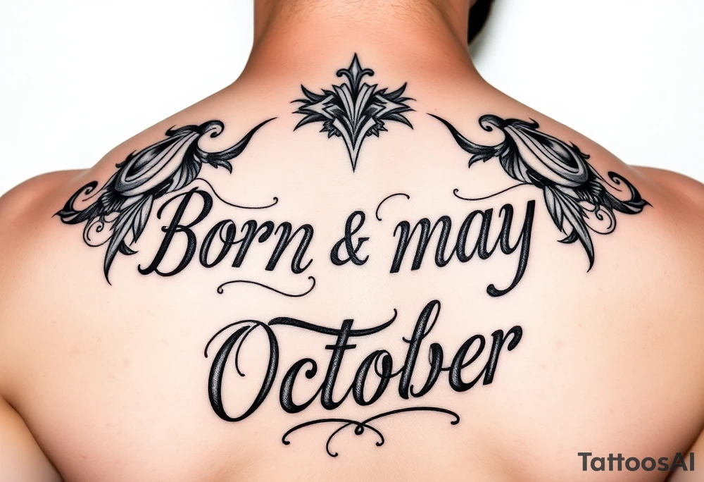 Kody n Whitney lettering and designs
Born may and October tattoo idea