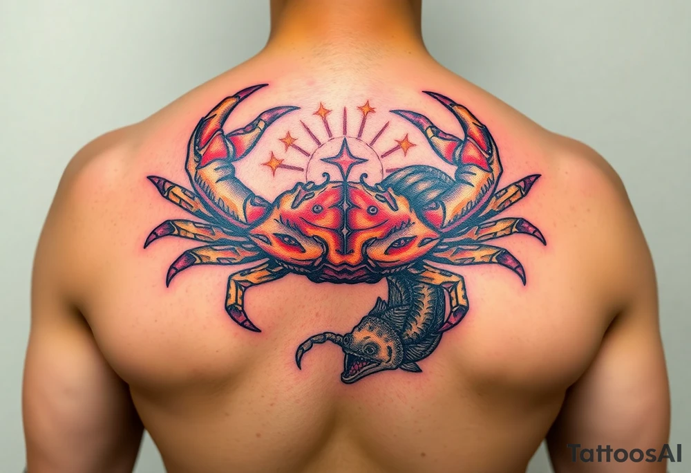 Crab, fish, dragon tattoo idea