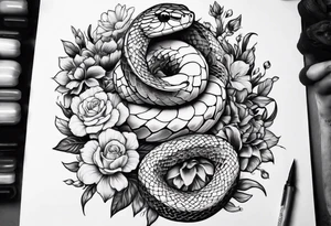 Snake and flowers to fit on shoulder blade tattoo idea
