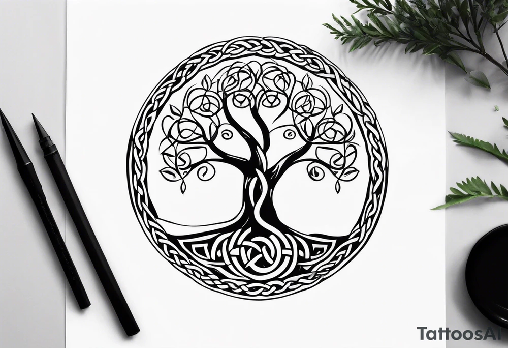 Simple celtic tree of life tattoo idea