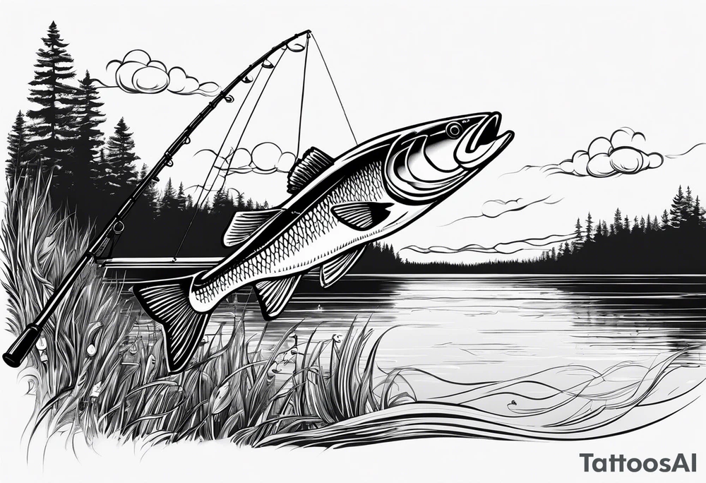 Fishing rod on a lake bank
do not put a fish in the picture tattoo idea