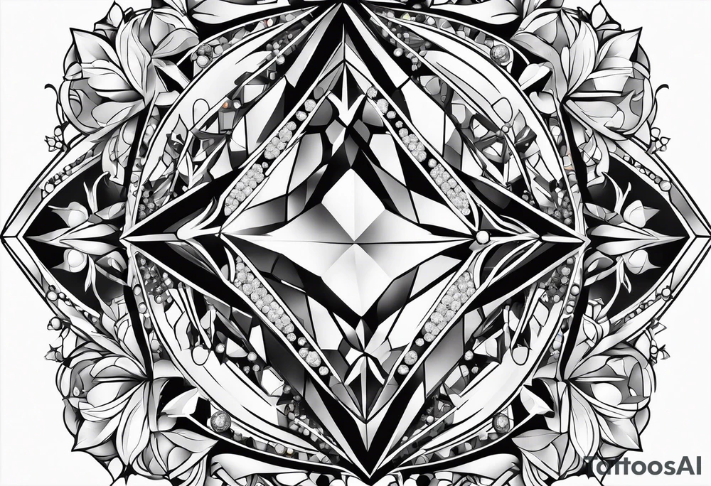 Fancy girly diamonds and gemstones tattoo idea