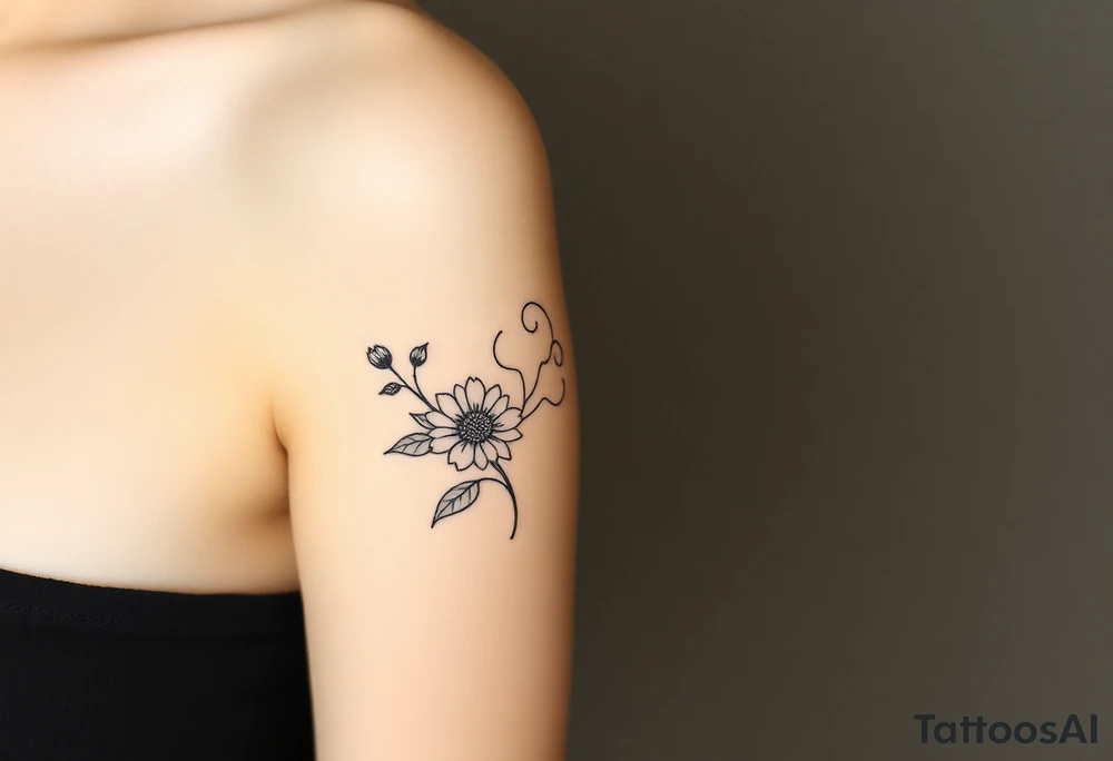 Rose and Chrysanthemum bouquet tattoo tattoo idea